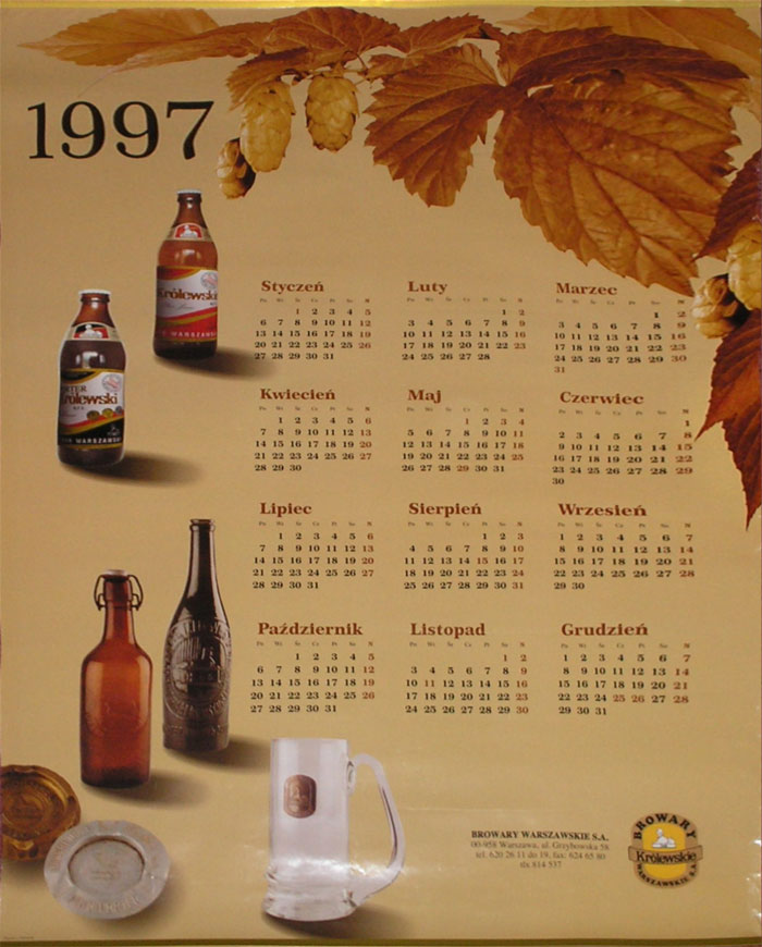 kalendarz ścienny
rok 1997