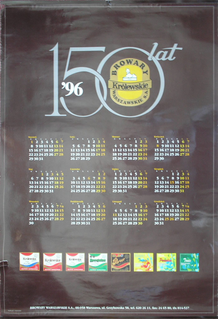 kalendarz ścienny
rok 1996