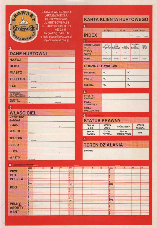 karta klienta hurtowego