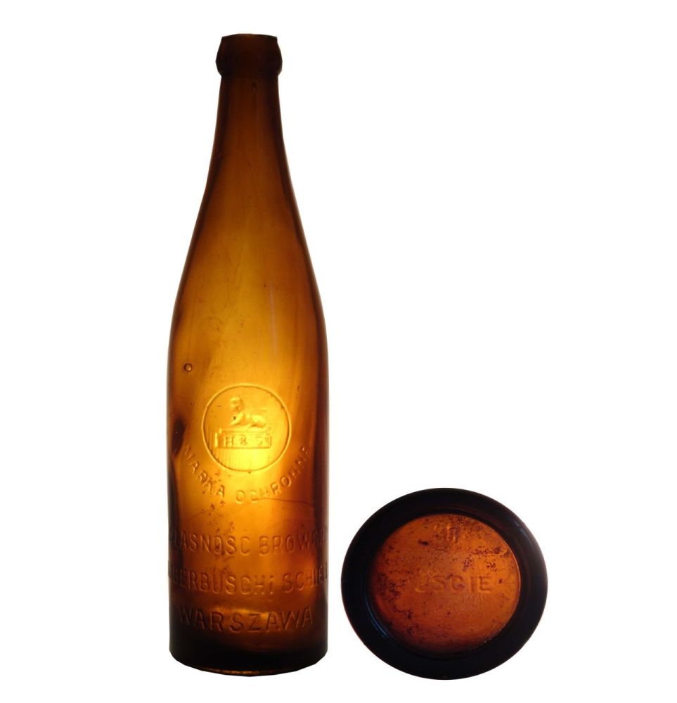 MARKA OCHRONNA,
WŁASNOŚC BROWARU,
HABERBUSCH i SCHIELE,
WARSZAWA,
0,5 L.,
huta 38 UJŚCIE inna czcionka,
