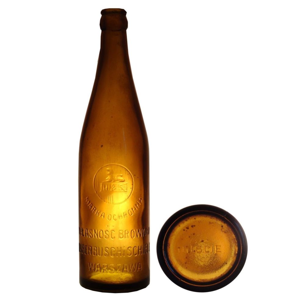 MARKA OCHRONNA,
WŁASNOŚC BROWARU,
HABERBUSCH i SCHIELE,
WARSZAWA,
0,5 L.,
huta UJŚCIE - czcionka szeroka i niska,