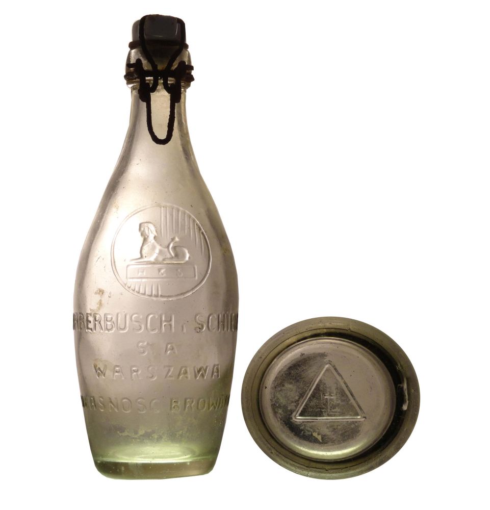 sfinks,
HABERBUSCH i SCHIELE,
S.A., WARSZAWA,
WŁASNOŚĆ BROWARU,
w trójkącie HL,