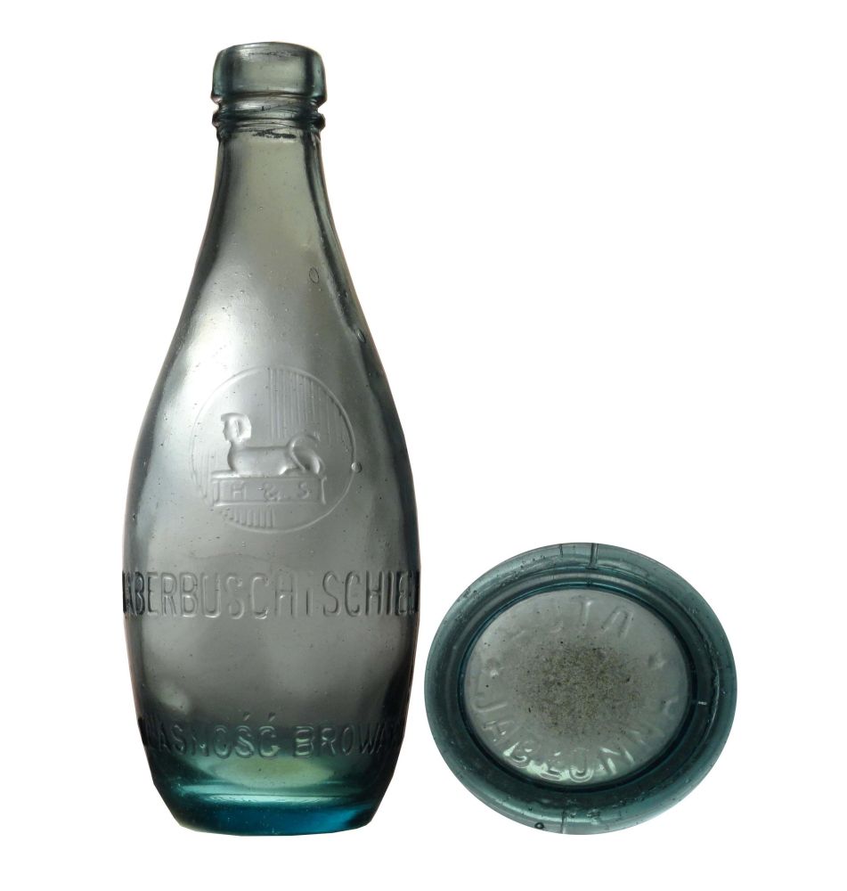 sfinks,
HABERBUSCH i SCHIELE,
WŁASNOŚĆ BROWARU,
*HUTA* JABŁONNA,
błękitna,