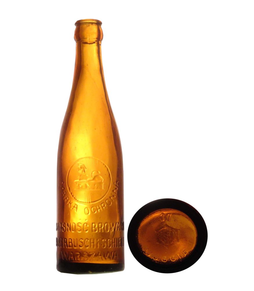 MARKA OCHRONNA, WŁASNOŚĆ BROWARU, HABERBUSCH i SCHIELE, WARSZAWA, poj. 0,3 l., sygn. 37 (USF w kole i sześciokącie) UJŚCIE