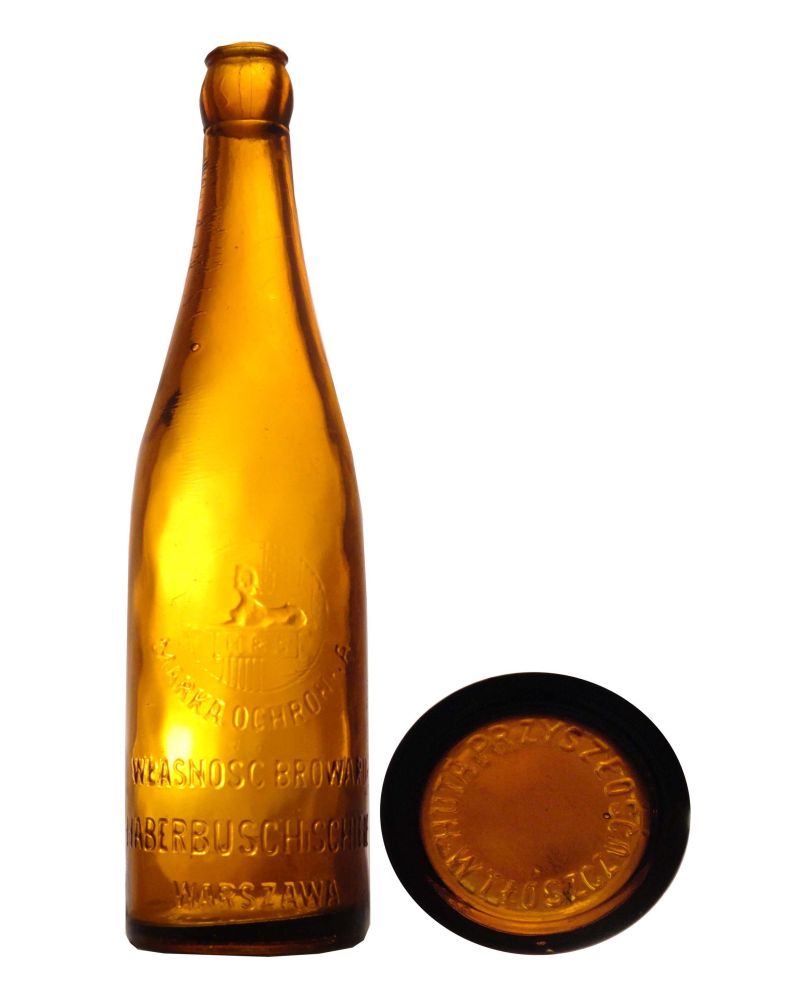 sfinks, MARKA OCHRONNA,
WŁASNOŚC BROWARU,
HABERBUSCH i SCHIELE,
WARSZAWA,
0,5 L.,
HUTA PRZYSZLOŚC W TŁÓSZCZU,
butelka z błędem,