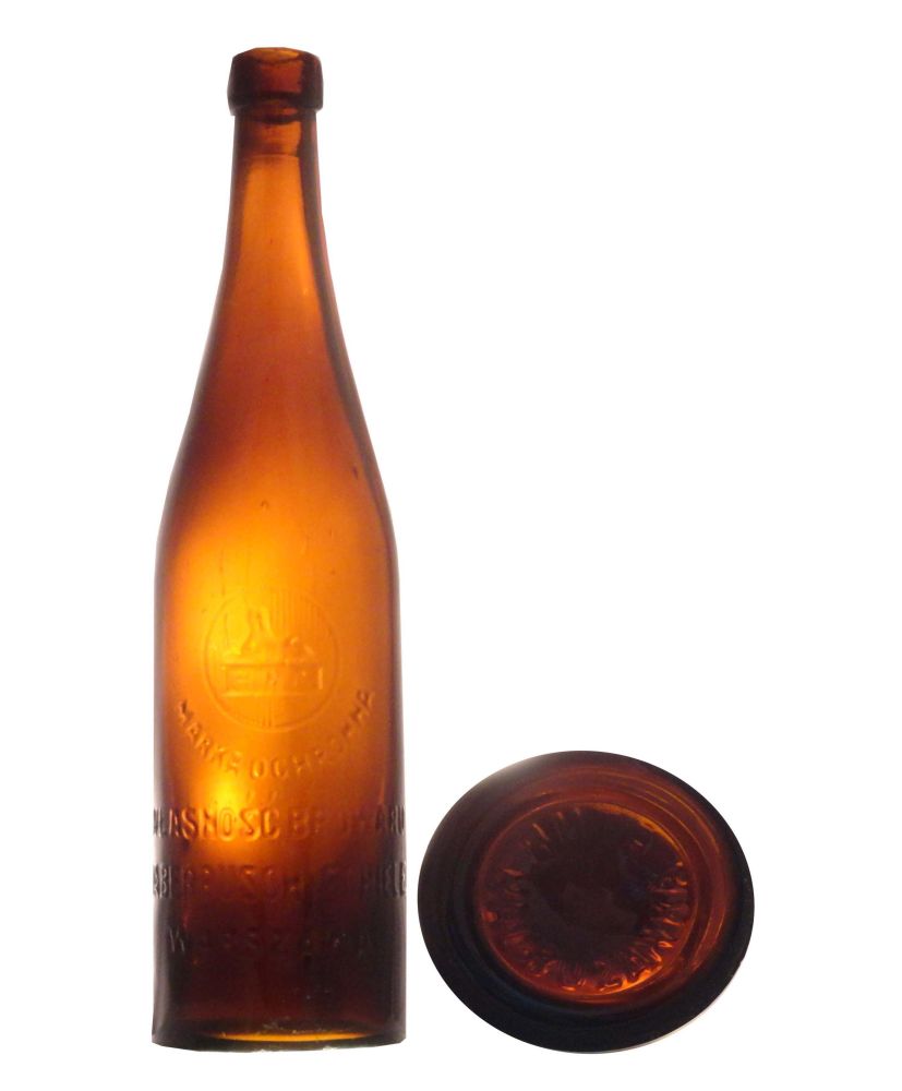 sfinks, MARKA OCHRONNA,
WŁASNOŚC BROWARU,
HABERBUSCH i SCHIELE,
WARSZAWA,
0,5 L.,
HUTA NADBUŻANKA,