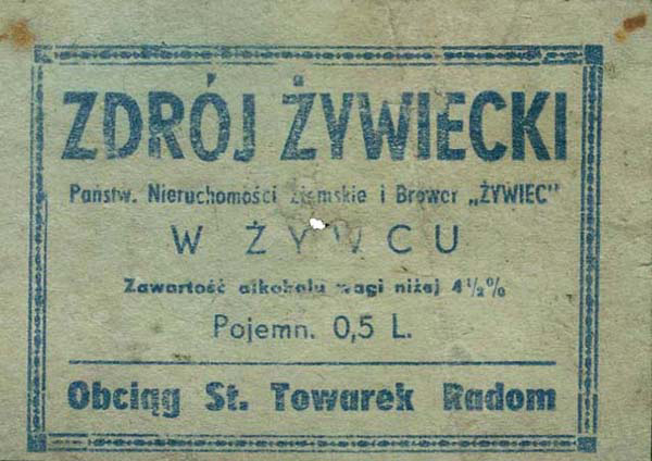 ZDRÓJ ŻYWIECKI
obciąg St. Towarek Radom
niebieski druk