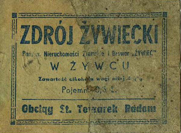 ZDRÓJ ŻYWIECKI
obciąg St. Towarek Radom
niebieski druk