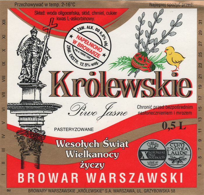 Wielkanoc 1999,
mała sygnatura Art oddalona o 9 mm od "BROWARY..."