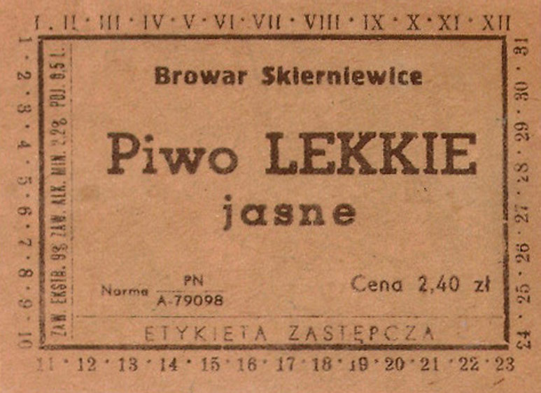 piwo lekkie
cena 2,40 zł
etykieta zastępcza