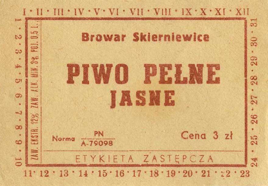 piwo pełne
cena 3 zł
etykieta zastępcza