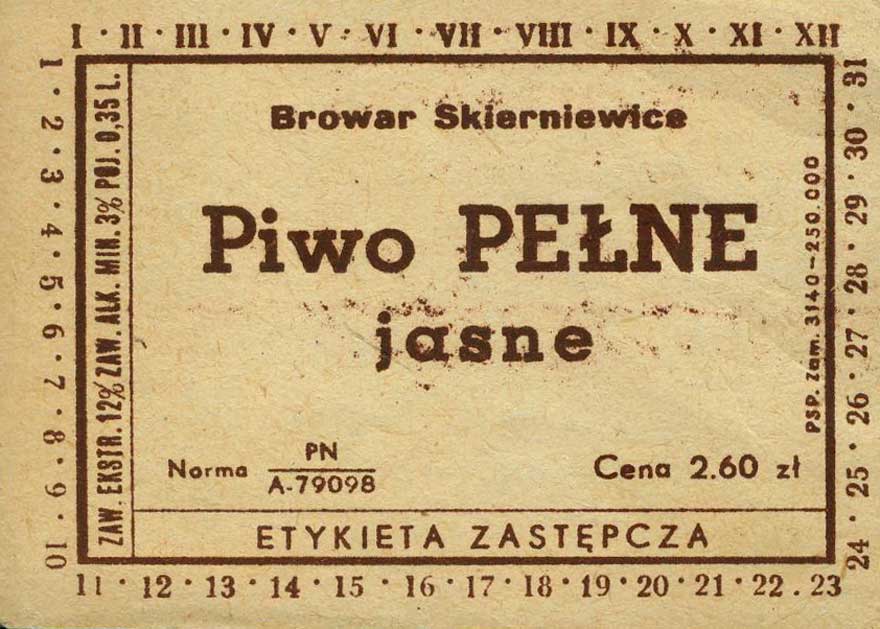piwo pełne
cena 2,60 zł
etykieta zastępcza