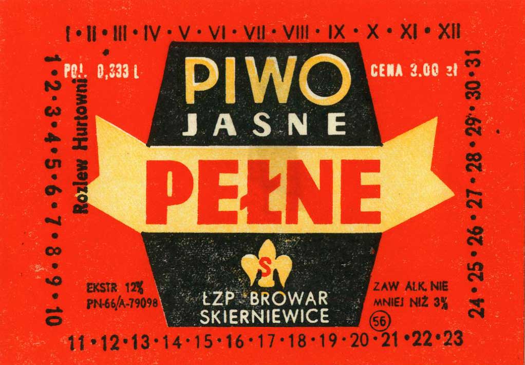 PEŁNE, POJ. 0,333 L,
CENA 3.00 zł, PN-66,
Rozlew Hurtowni