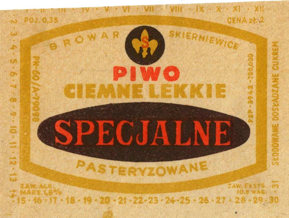 Piwo Specjalne, POJ. 0,35,
CENA zł 2, PN-60