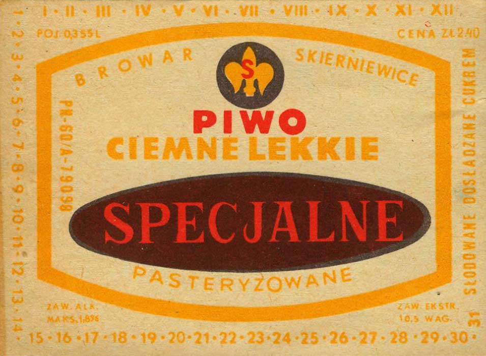 Piwo Specjalne, POJ. 0,355 L,
CENA ZŁ 2.40, PN-60