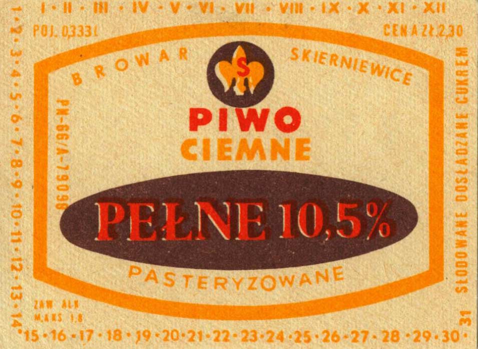 Piwo Pełne, POJ. 0,333 L,
CENA ZŁ. 2,30, PN-66