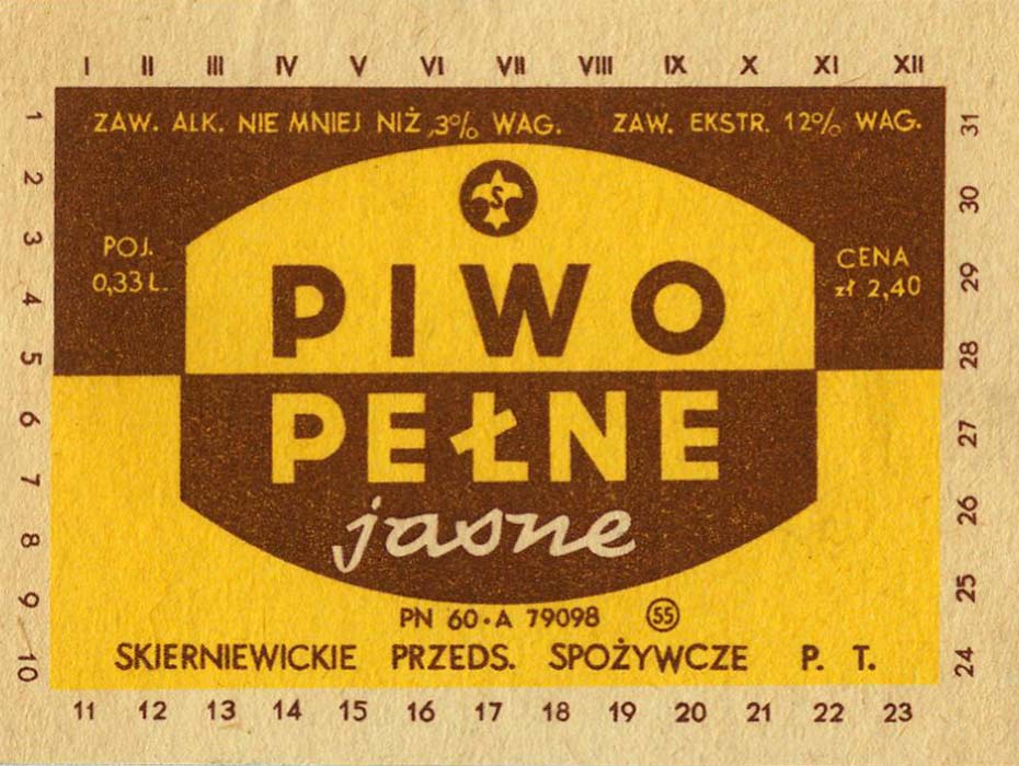 POJ. 0,33 L., CENA zł 2,40,
PN-60, 81x60 mm