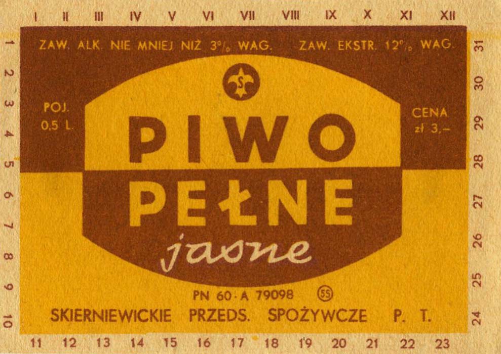 POJ. 0,5 L., CENA zł 3,-,
PN-60, 86x60 mm