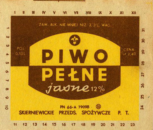 POJ. 0,33 L, CENA zł 2,40
PN-66, 84x70 mm