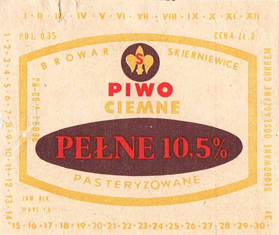 Piwo Pełne, POJ. 0,35,
CENA ZŁ. 2, PN-66