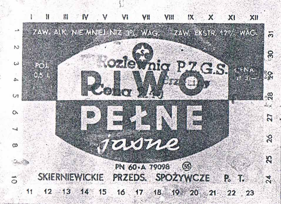 POJ. 0,5 L., CENA zł 3,-,
PN-60, 81x60 mm,
stempel