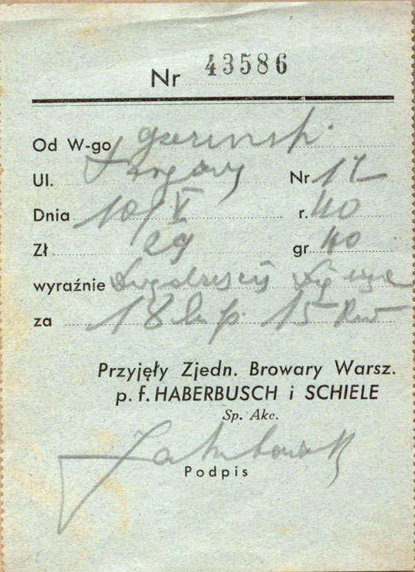 kwit odbioru
rok 1940