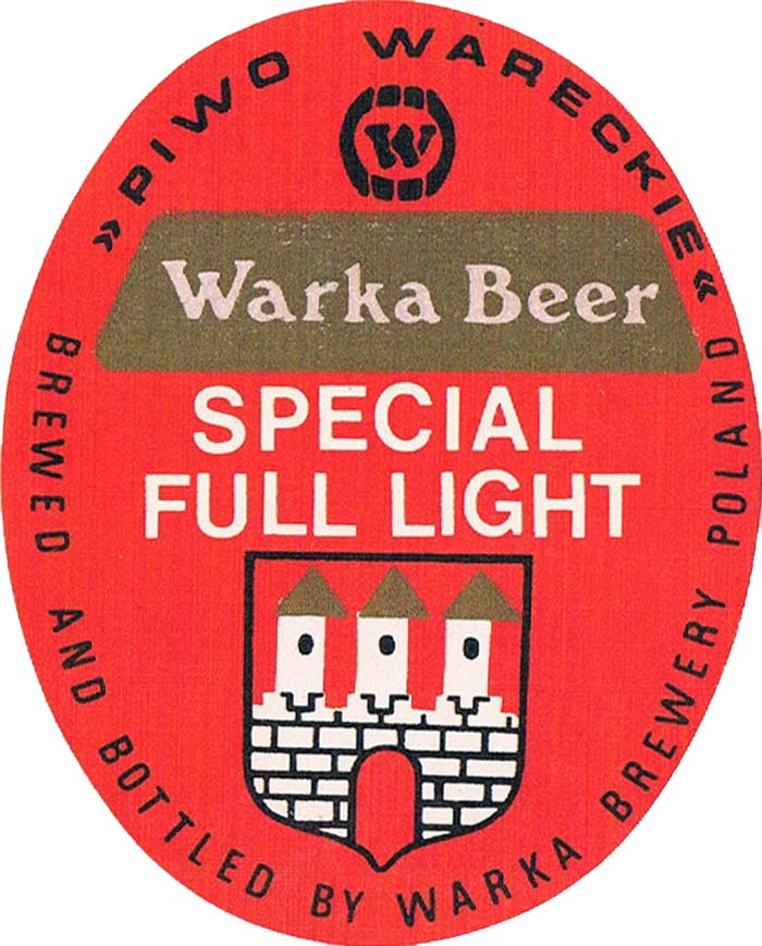 papier zwykły, Warka Beer napis biały, brudny