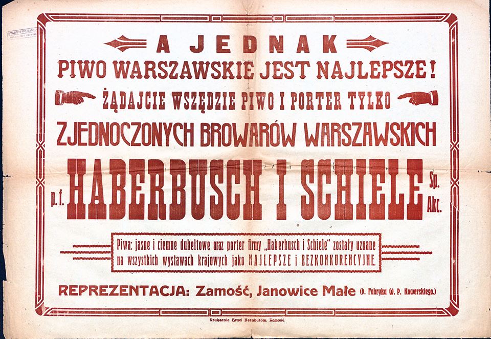 prawdopodobnie reklamowy plakat uliczny z zamojskiej reprezentacji browaru