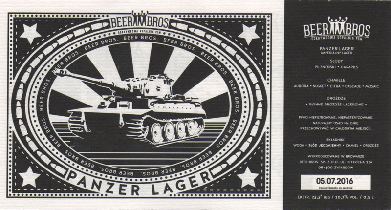 PANZER LAGER, 0,5 L, pasek na datownik, komiks na odwrocie