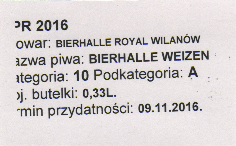 etykieta na piwo zgłoszone do Konkursu Piw Rzemieślniczych 2016 w Krasnymstawie