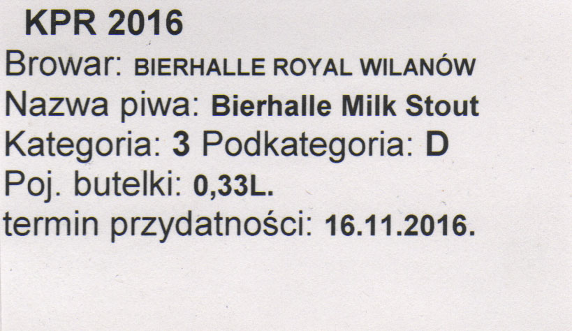 etykieta na piwo zgłoszone do Konkursu Piw Rzemieślniczych 2016 w Krasnymstawie