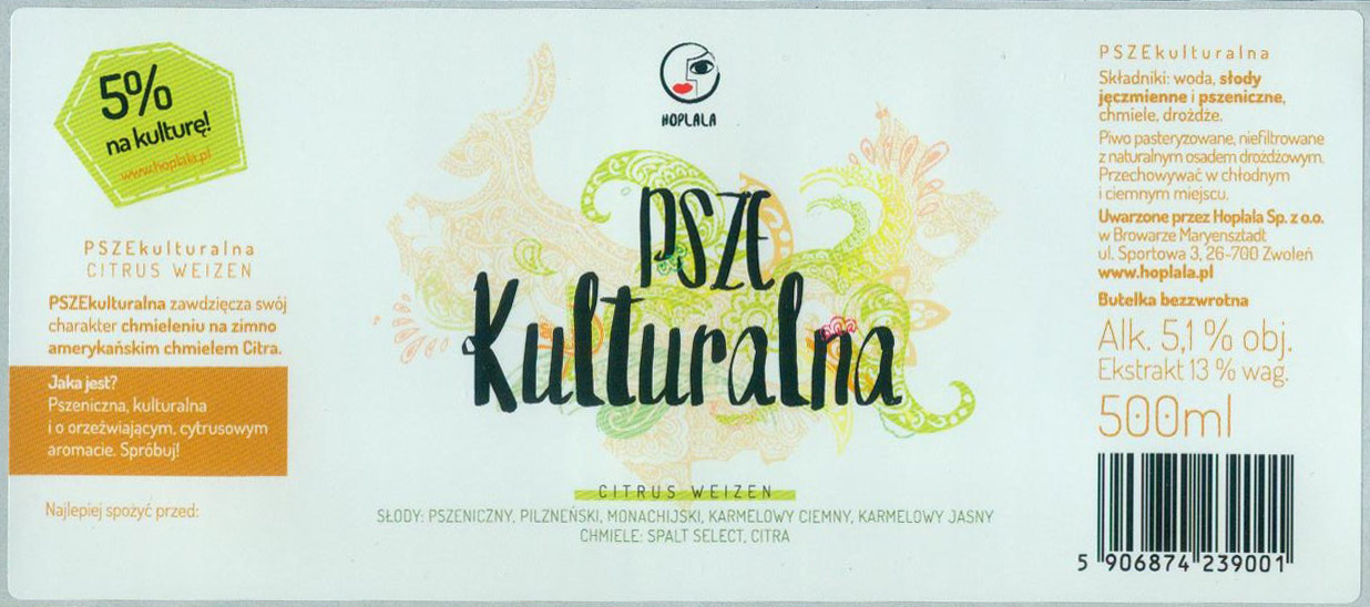 browar kontraktowy Hoplala,
"5% na kulturę" na sześciokącie