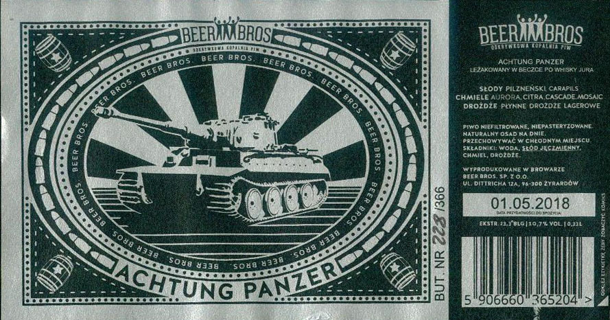 ACHTUNG PANZER, brak komiksu na odwrocie, papier srebrny