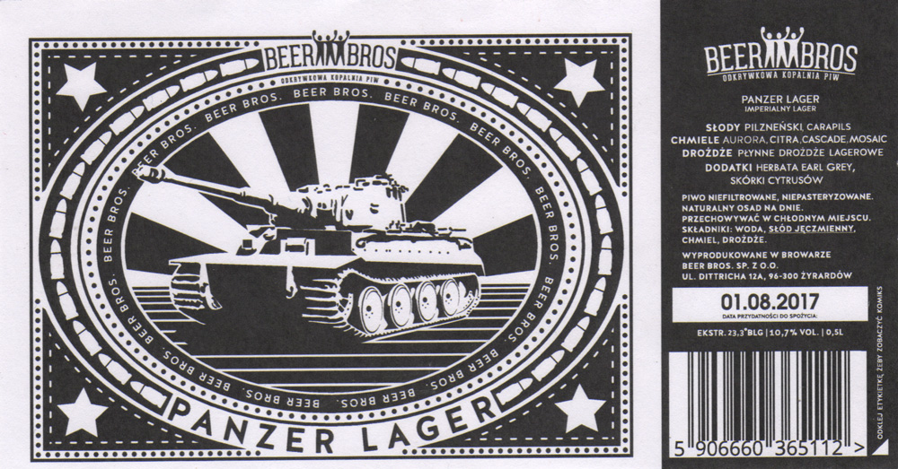 PANZER LAGER, 0,5 L, kod kreskowy, bez komiksu na odwrocie