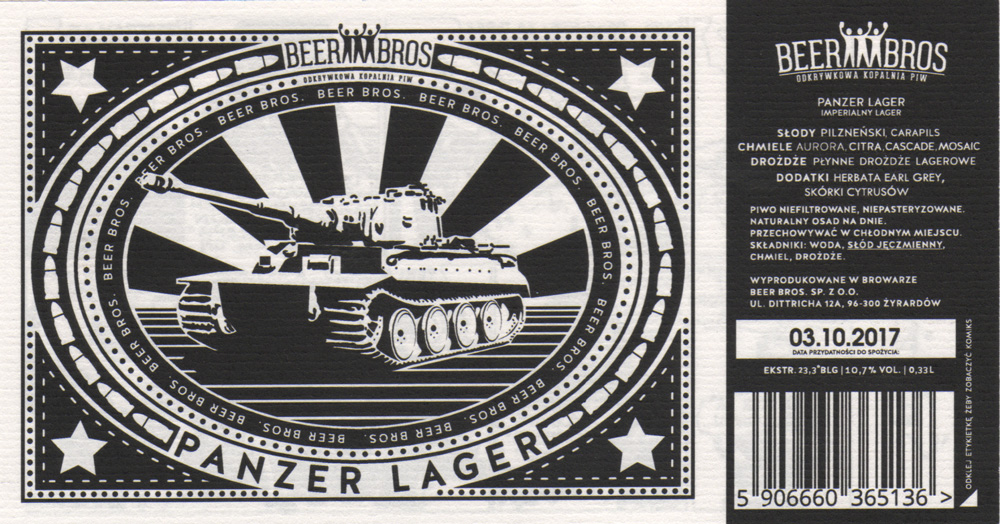 PANZER LAGER, 0,33 L, kod kreskowy, komiks na odwrocie