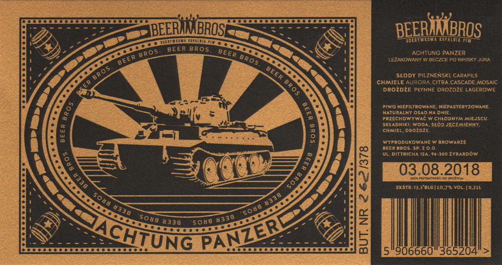ACHTUNG PANZER, brak komiksu na odwrocie, papier złoty