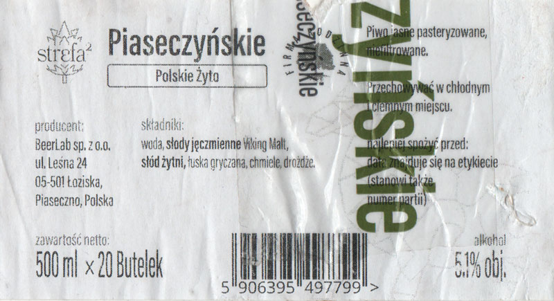 etykieta zbiorcza na karton butelek 20 x 500 ml