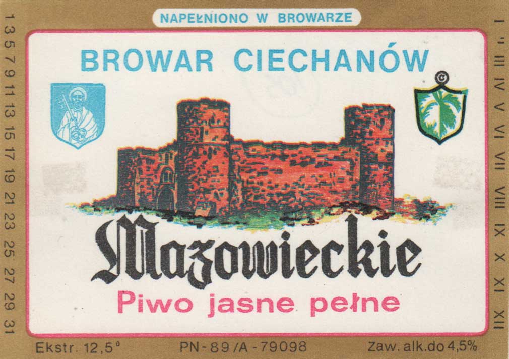NAPEŁNIONO i BROWAR niebieskie, obwódka różowa, trawa zielona
298/92