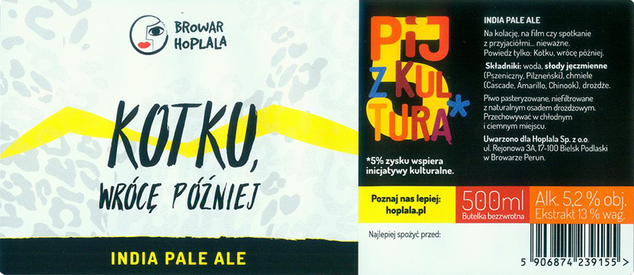 browar kontraktowy Hoplala
Alk. 5,2% obj.