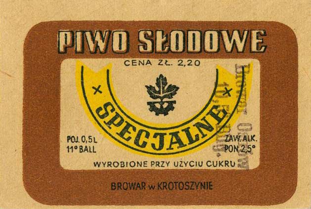 etykieta z browaru Krotoszyn,
stempel browaru Ostrów