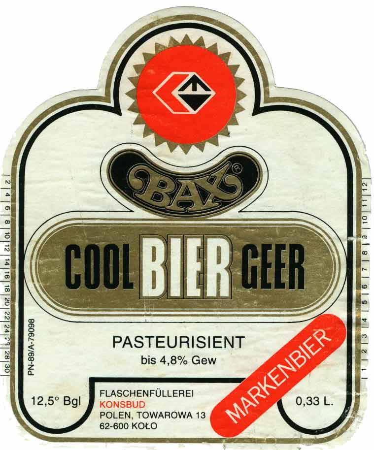 rozlewnia Konsbud w Kole, ul. Towarowa 13, pojemność tylko 0,33 L., bez WARKA BRAUEREI