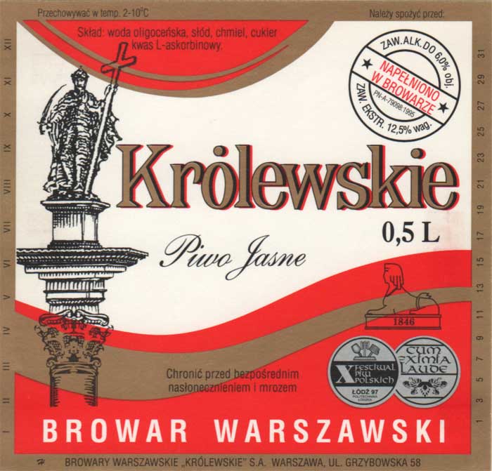 6,0 %, medale, w adresie ,,KRÓLEWSKIE'', temp. 2-10*C, sygnatura H