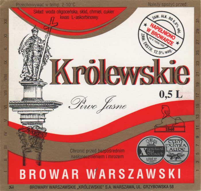 6,0 %, medale, w adresie ,,KRÓLEWSKIE'', temp. 2-10*C, sygnatura Art