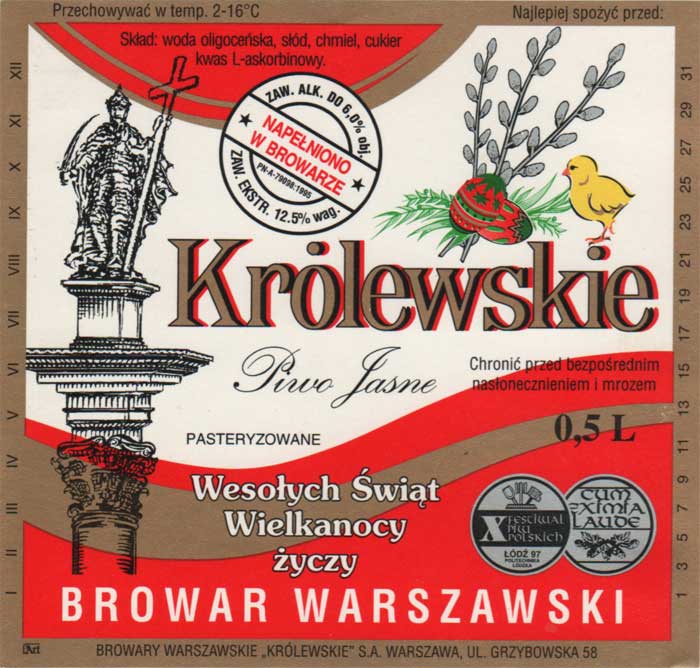 Wielkanoc 1999,
duża sygnatura Art oddalona o 8 mm od "BROWARY..."