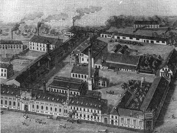Około roku 1895 - widok browaru; źródło: Wiktor Czajewski, Warszawa Ilustrowana.