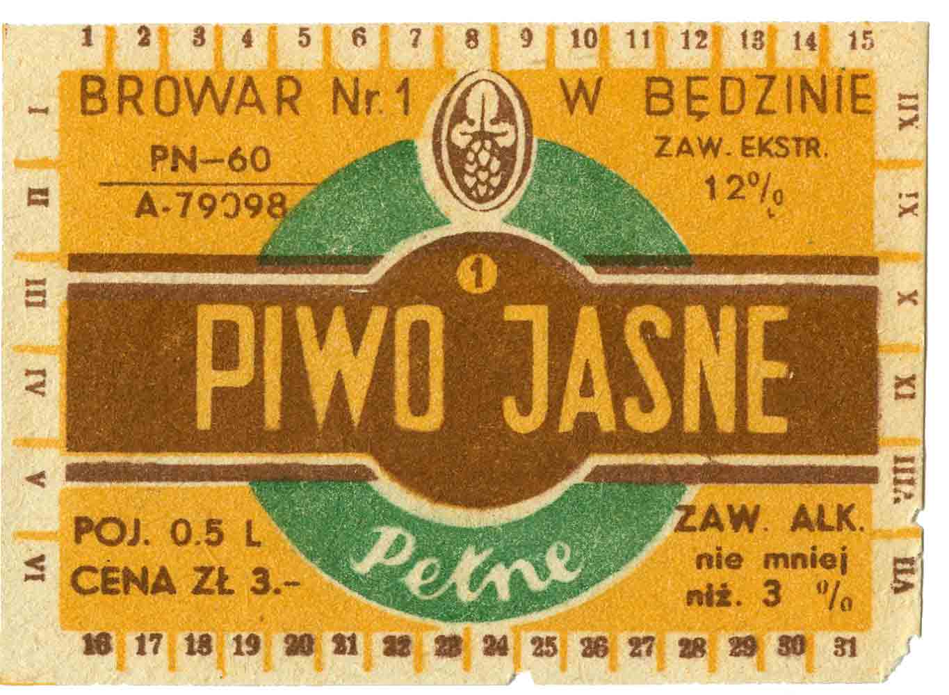 PN-60, ZAW. EKSTR. 12 %
POJ. 0,5 L
CENA ZŁ 3.-