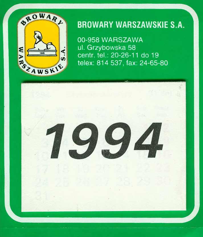 kalendarzyk zrywany,
rok 1994